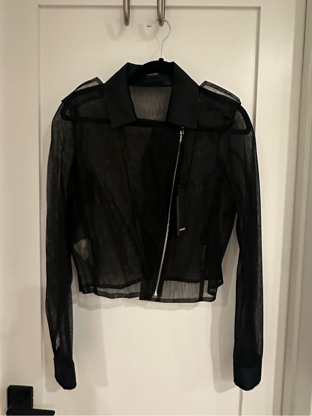 Pinko Black Sheer Mesh Zip Jacket
